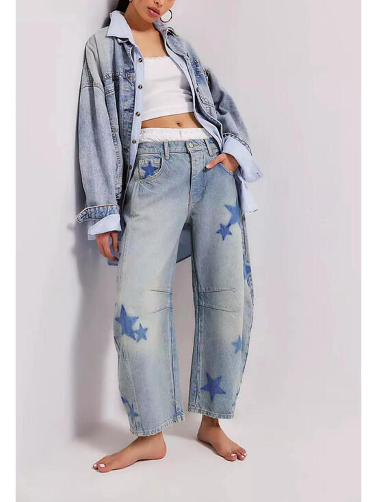 Private Label Denim - NWT BARREL Y2K SZ M Streetwear High Rise Slouchy Ankle Cropped Denim Star Jeans